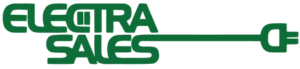 Electra Sales logo with green text and plug icon graphic