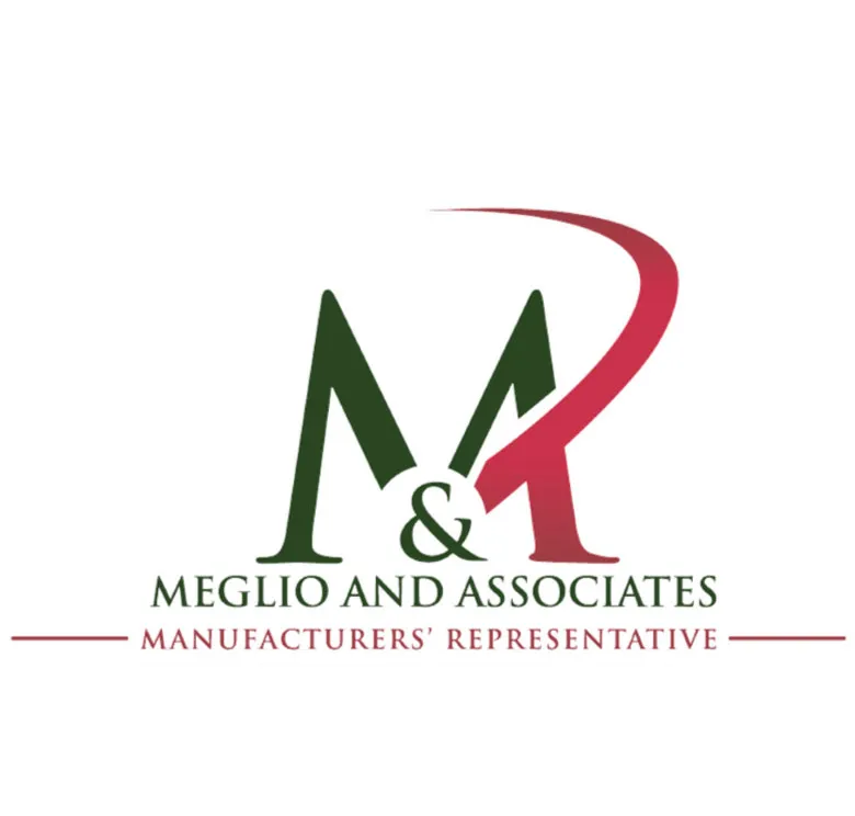 Meglio and Associates manufacturers' representative logo with green M and red R initials