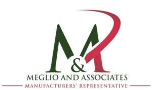 Meglio and Associates manufacturers representative logo in green and red