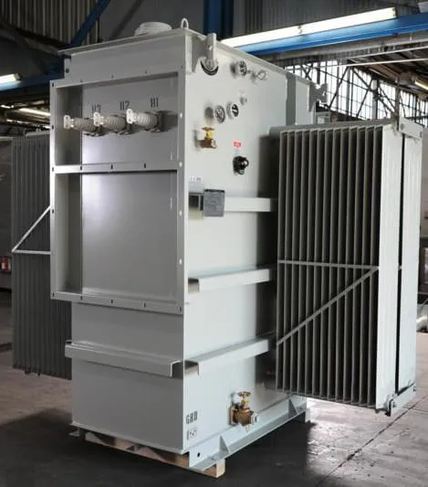MGM Transformers oil-cooled power transformer with radiator assembly in industrial facility