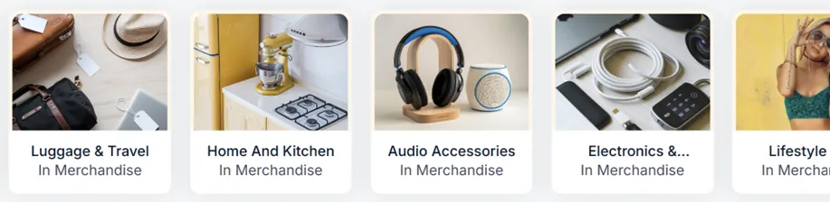 MGM Transformers rewards program product categories: luggage and travel, home and kitchen, audio accessories, electronics,