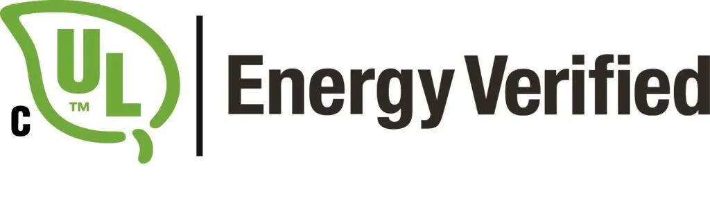 UL Energy Verified certification logo with green leaf symbol and black text