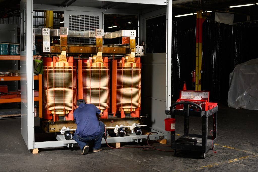 Transformer production at MGM Transformers in Commerce, California